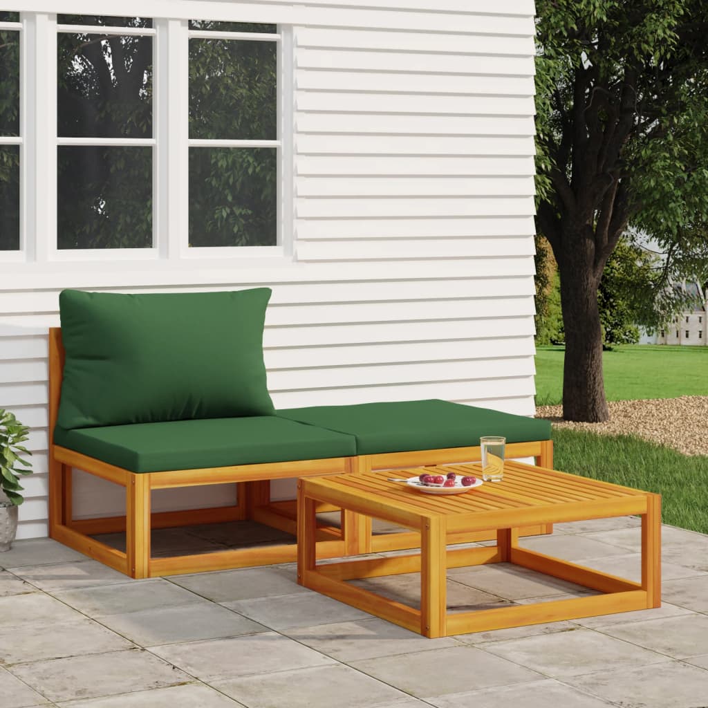 3 Piece Garden Lounge Set with Cushions Solid Wood Acacia