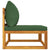 Garden Middle Sofa with Green Cushions Solid Wood Acacia