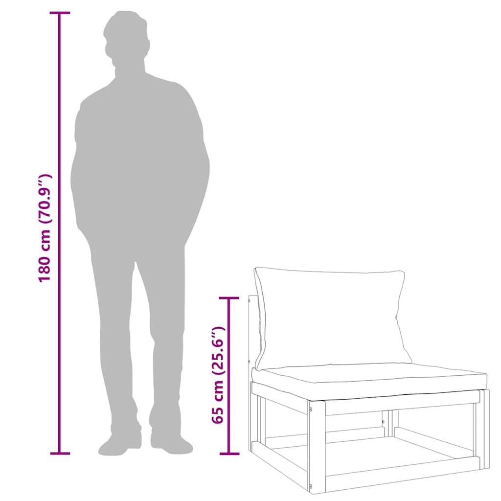 Garden Middle Sofa with Green Cushions Solid Wood Acacia