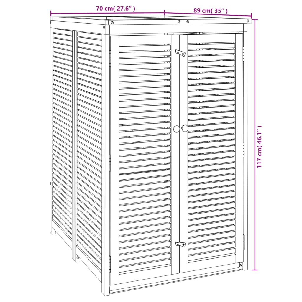 Single Garbage Bin Shed 70x89x117 cm Solid Wood Acacia