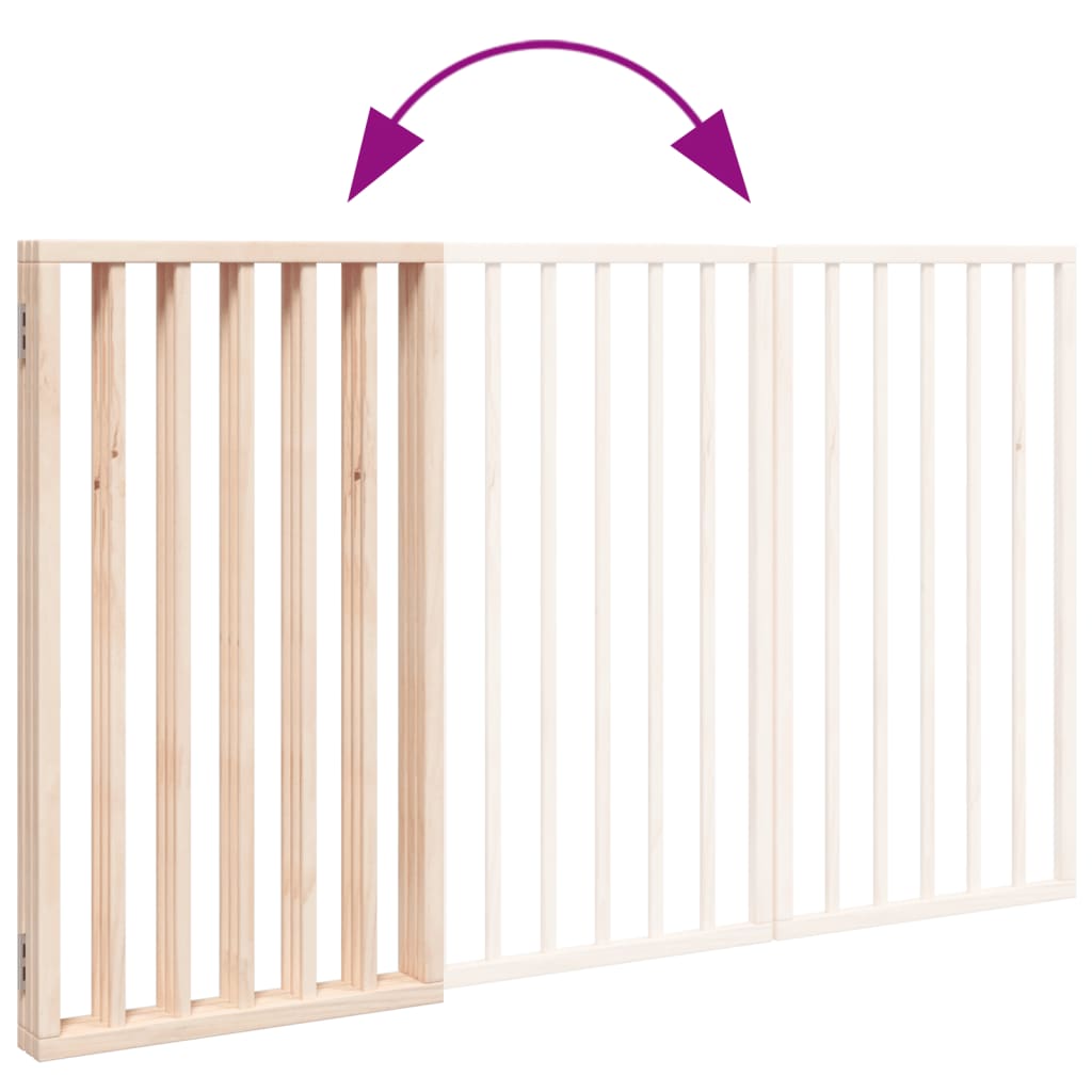 Dog Gate Foldable 3 Panels 150 cm Poplar Wood