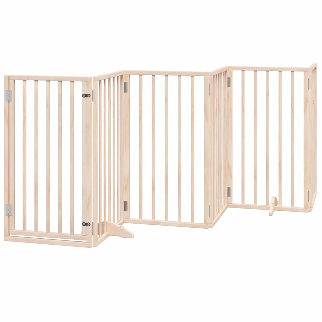 Dog Gate with Door Foldable 6 Panels 300 cm Poplar Wood