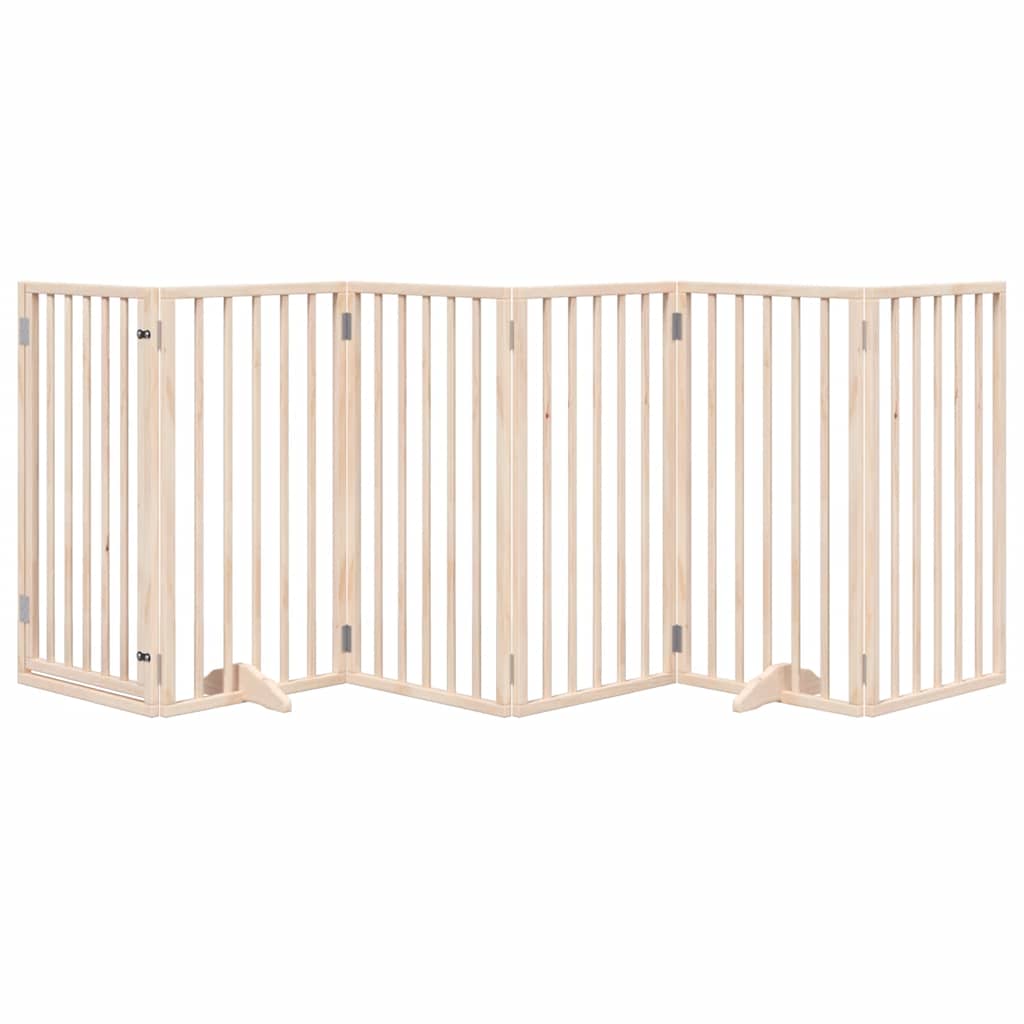 Dog Gate with Door Foldable 6 Panels 300 cm Poplar Wood