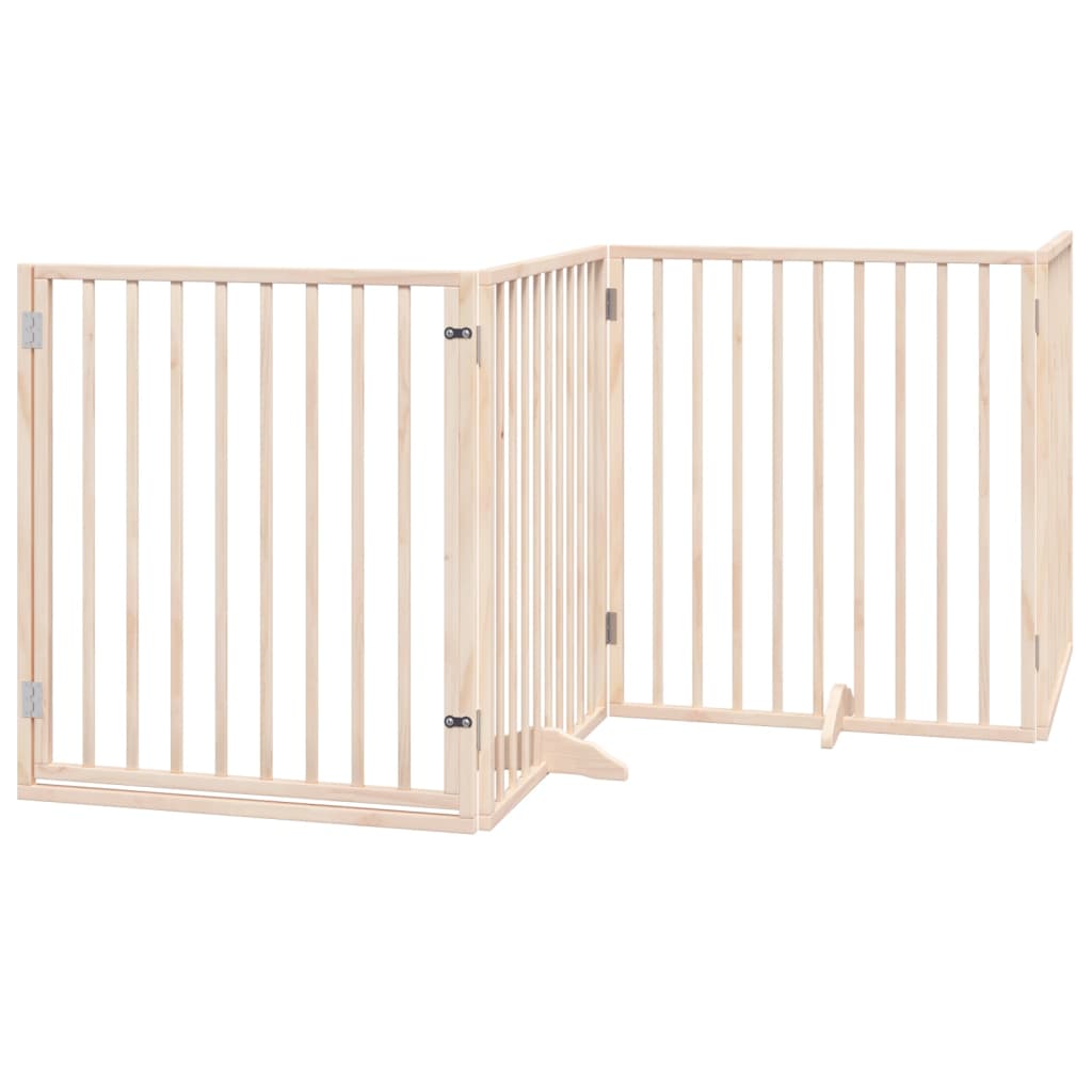 Dog Gate with Door Foldable 4 Panels 320 cm Poplar Wood