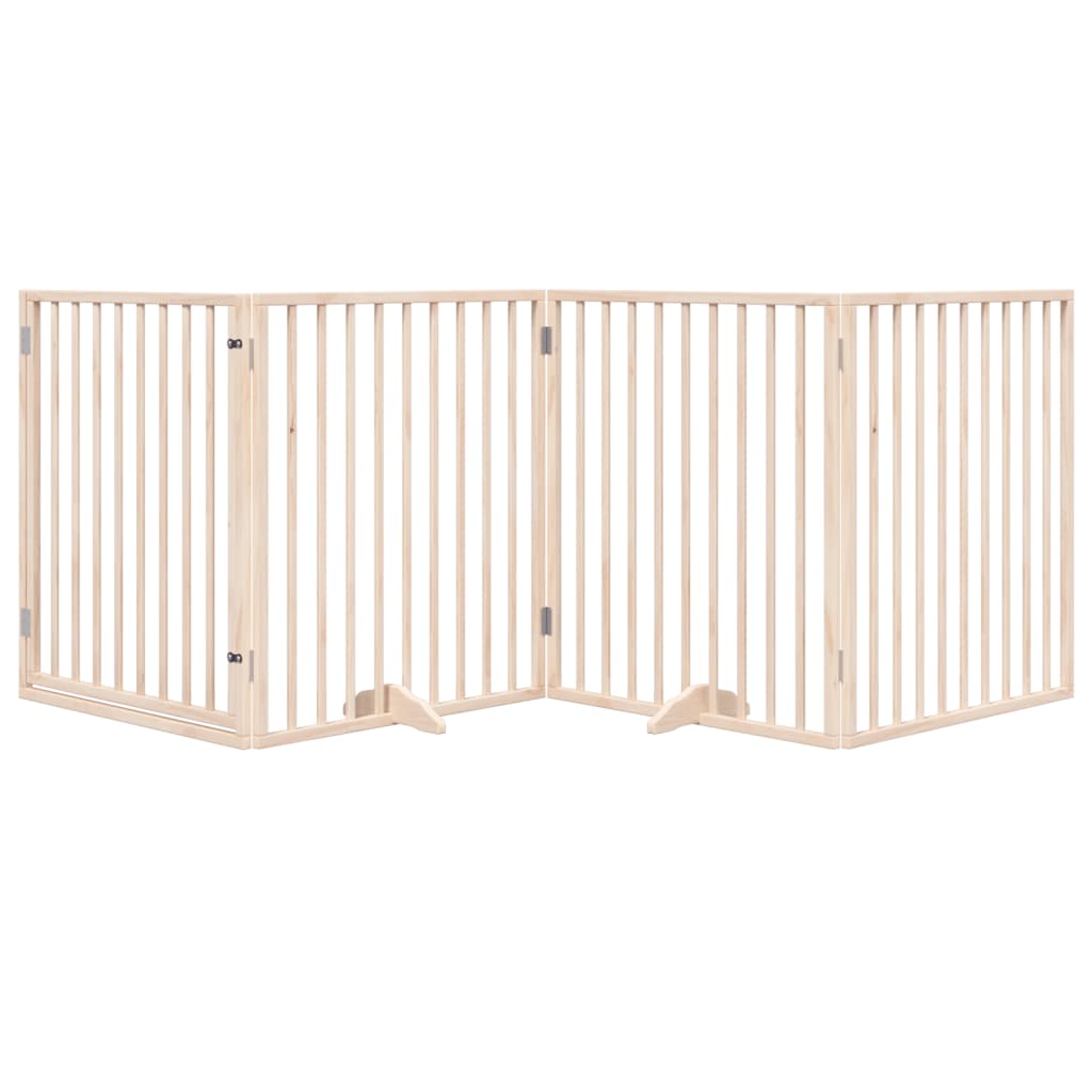 Dog Gate with Door Foldable 4 Panels 320 cm Poplar Wood