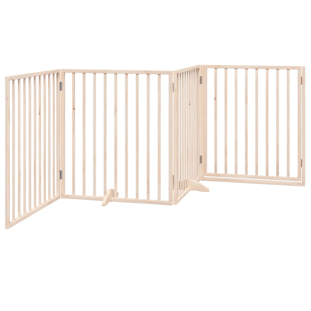 Dog Gate with Door Foldable 4 Panels 320 cm Poplar Wood