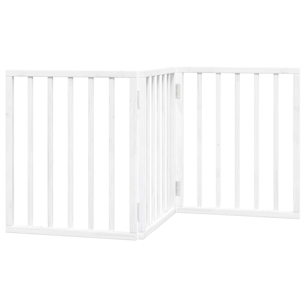 Dog Gate Foldable 3 Panels White 150 cm Poplar Wood