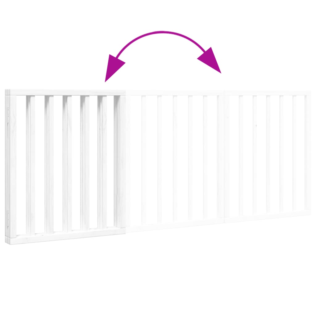 Dog Gate Foldable 3 Panels White 150 cm Poplar Wood