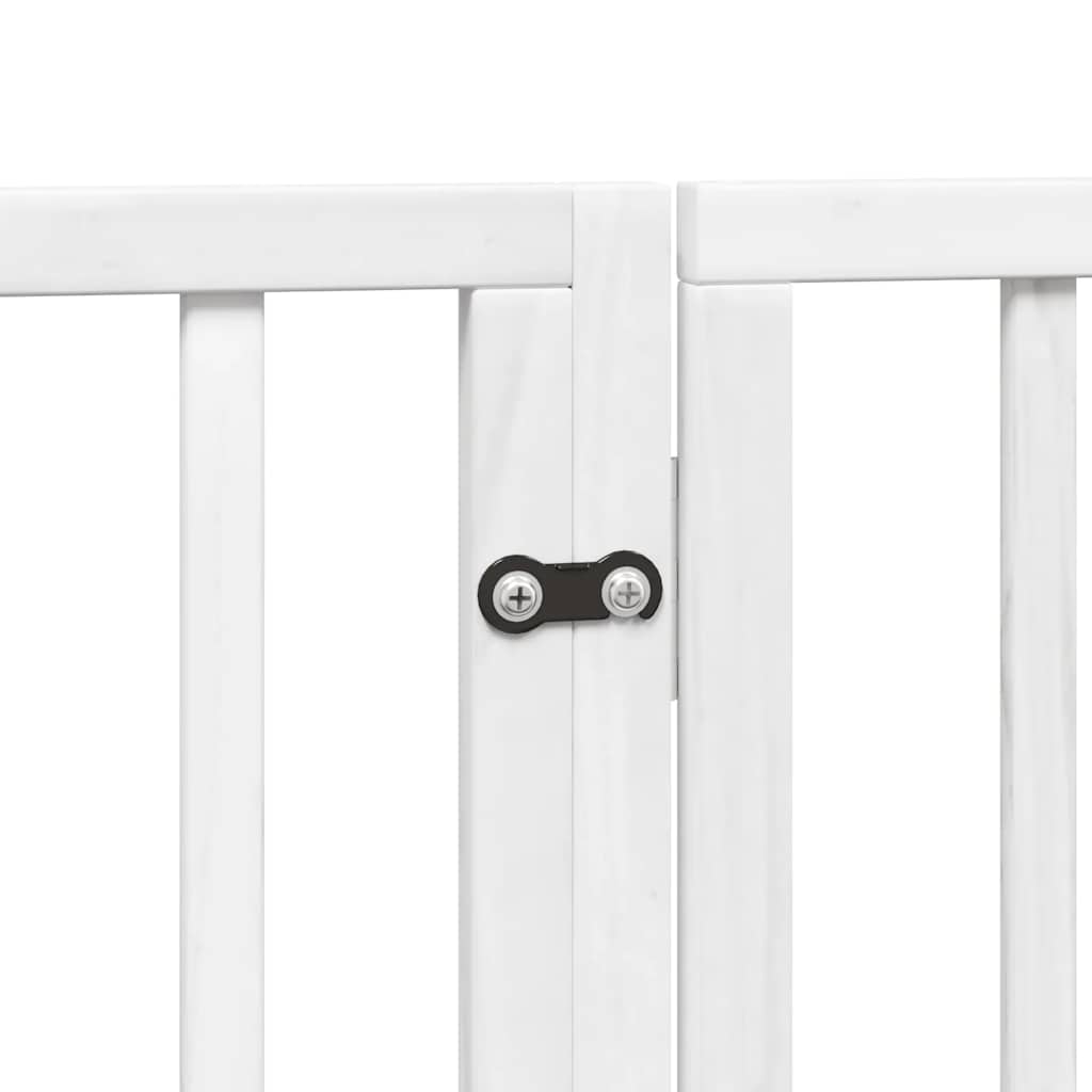 Dog Gate with Door Foldable 4 Panels White 320 cm Poplar Wood
