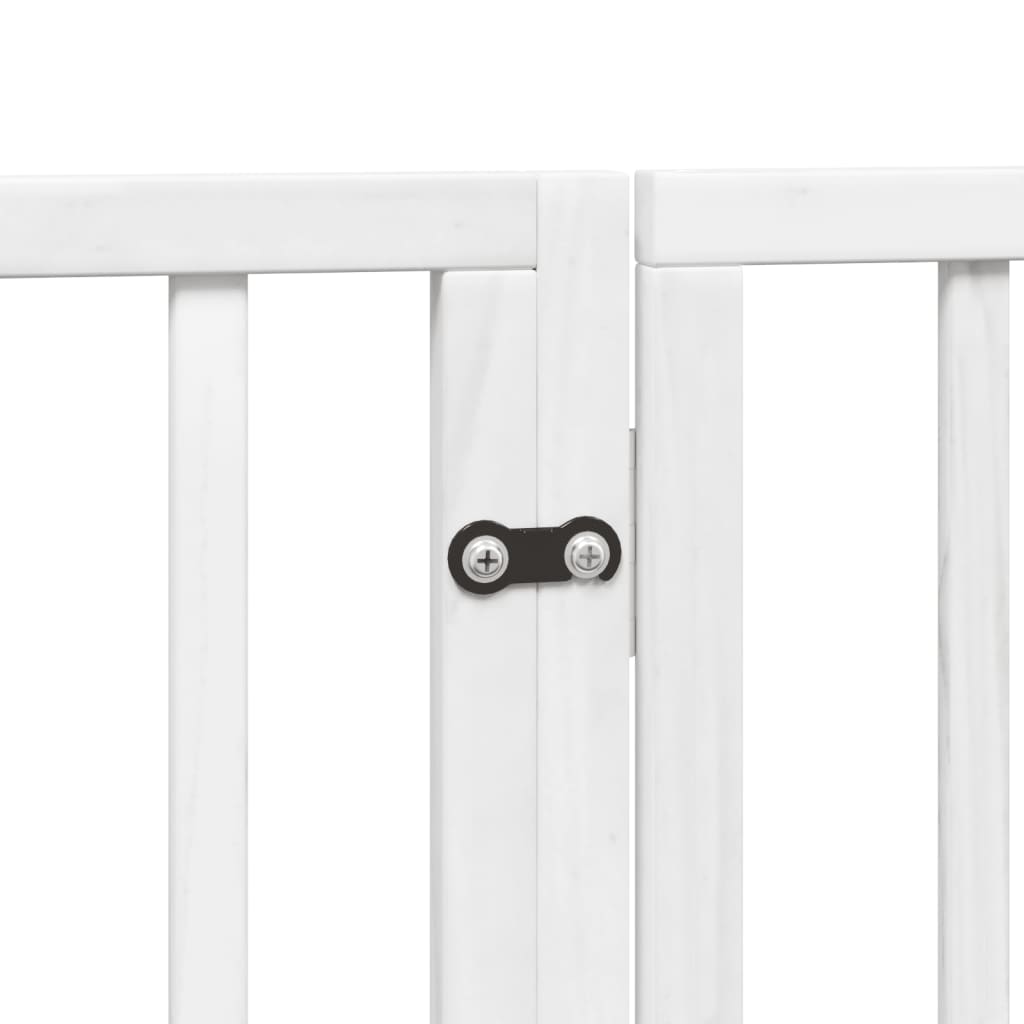 Dog Gate with Door Foldable 4 Panels White 320 cm Poplar Wood
