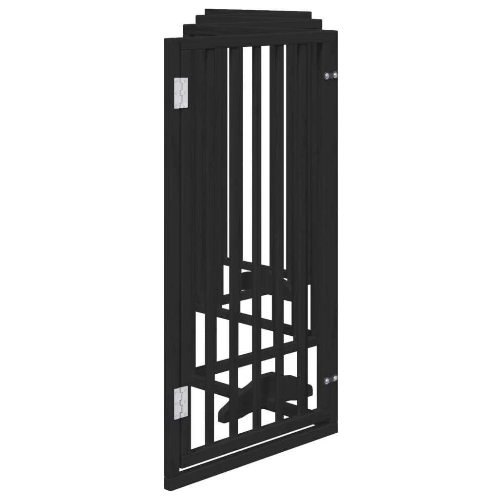 Dog Gate with Door Foldable 6 Panels Black 300 cm Poplar Wood