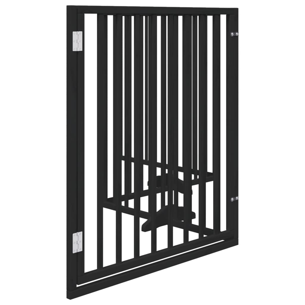 Dog Gate with Door Foldable 4 Panels Black 320 cm Poplar Wood