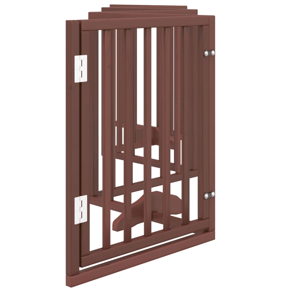 Dog Gate with Door Foldable 6 Panels Brown 300 cm Poplar Wood