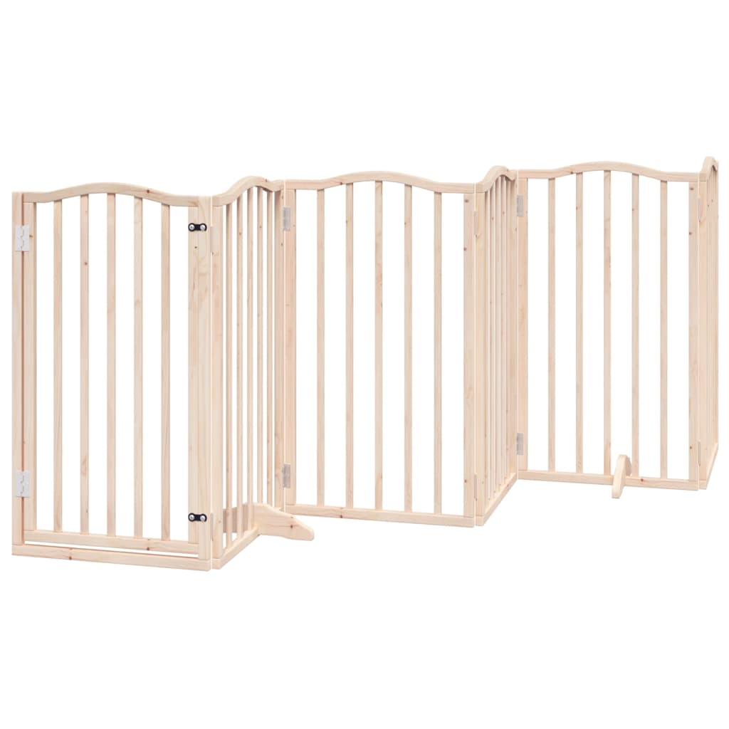 Dog Gate with Door Foldable 6 Panels 300 cm Poplar Wood