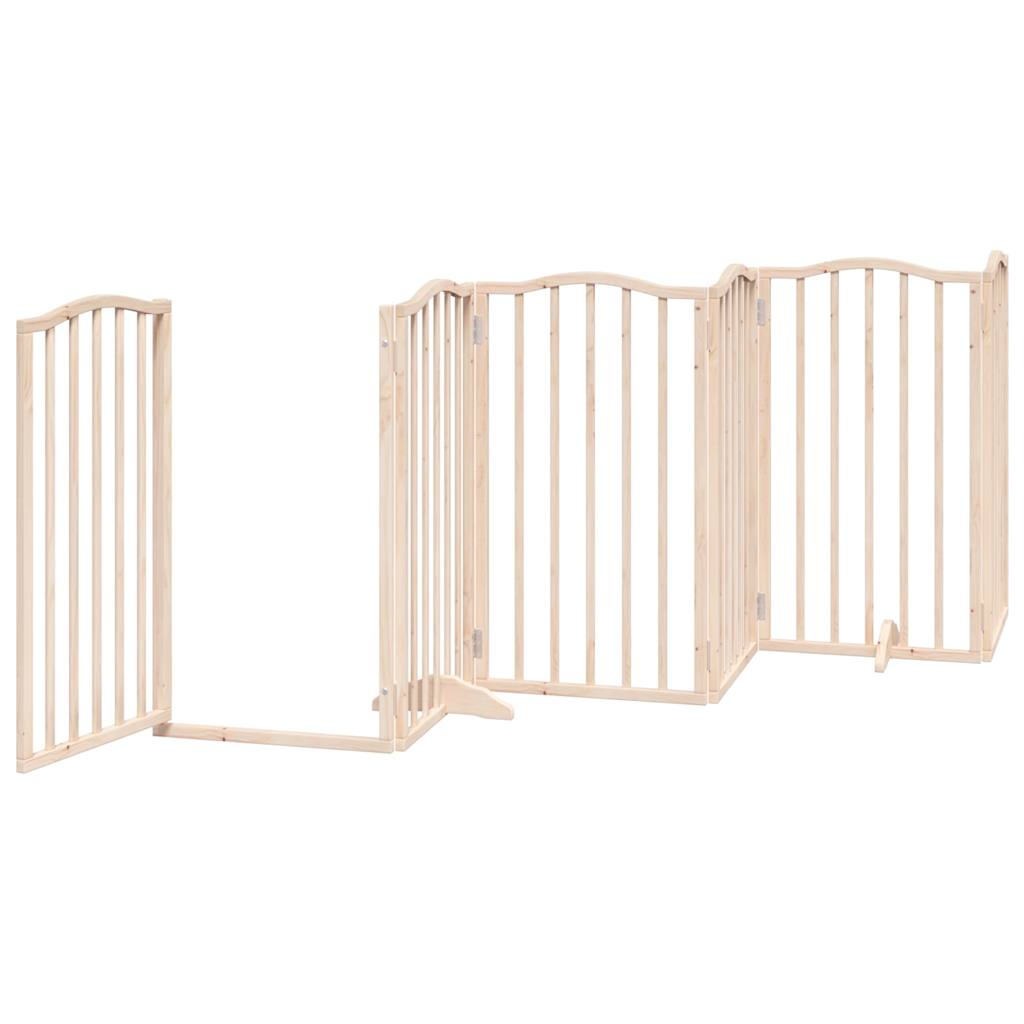 Dog Gate with Door Foldable 6 Panels 300 cm Poplar Wood