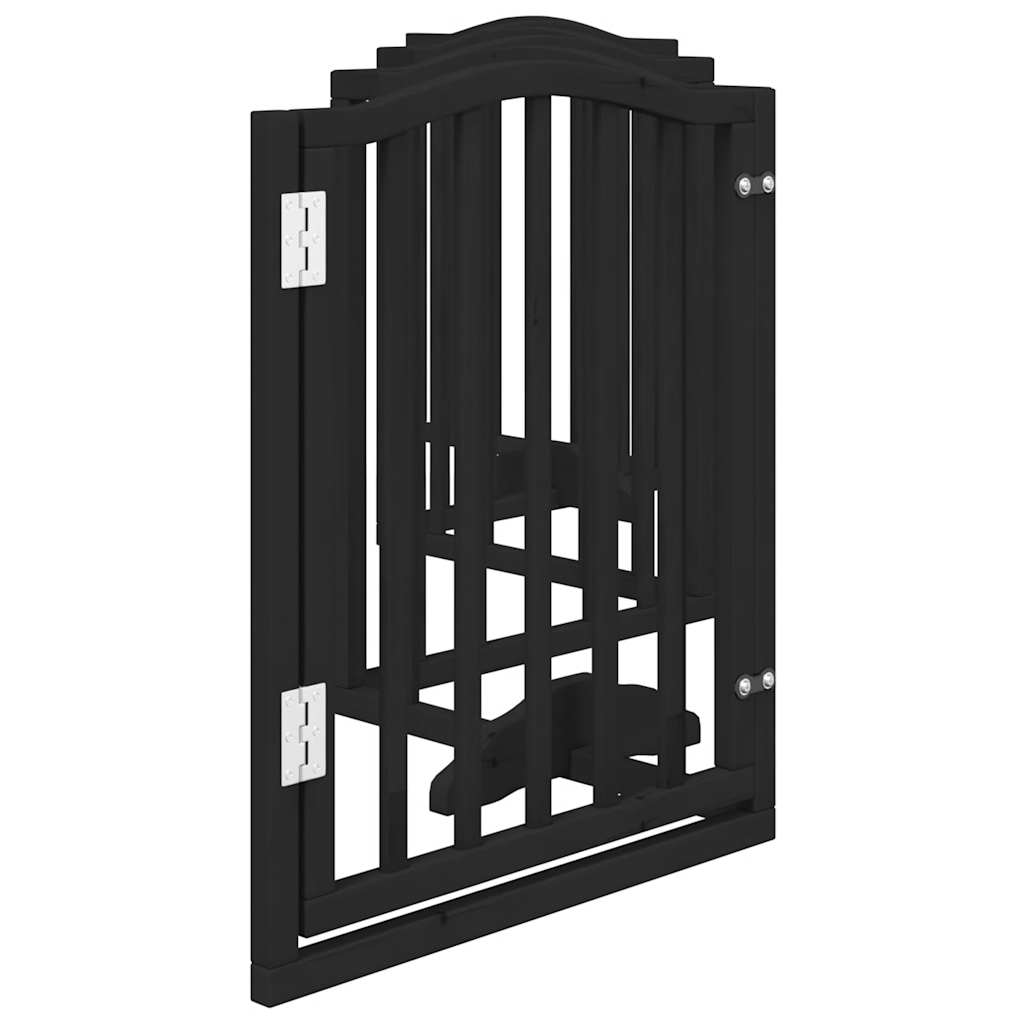 Dog Gate with Door Foldable 6 Panels Black 300 cm Poplar Wood