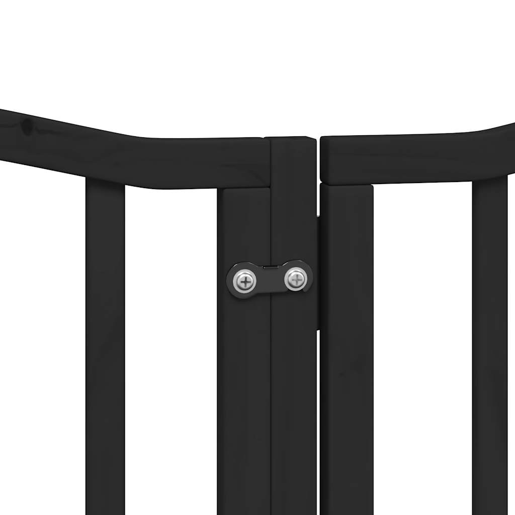 Dog Gate with Door Foldable 6 Panels Black 300 cm Poplar Wood