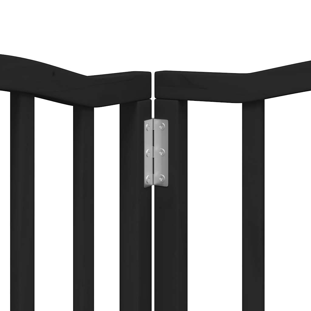 Dog Gate with Door Foldable 6 Panels Black 300 cm Poplar Wood