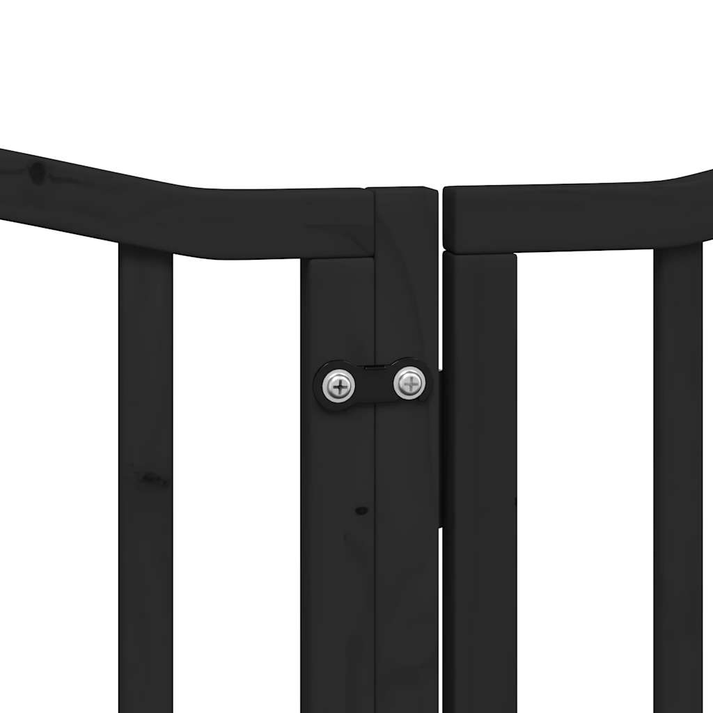 Dog Gate with Door Foldable 6 Panels Black 300 cm Poplar Wood
