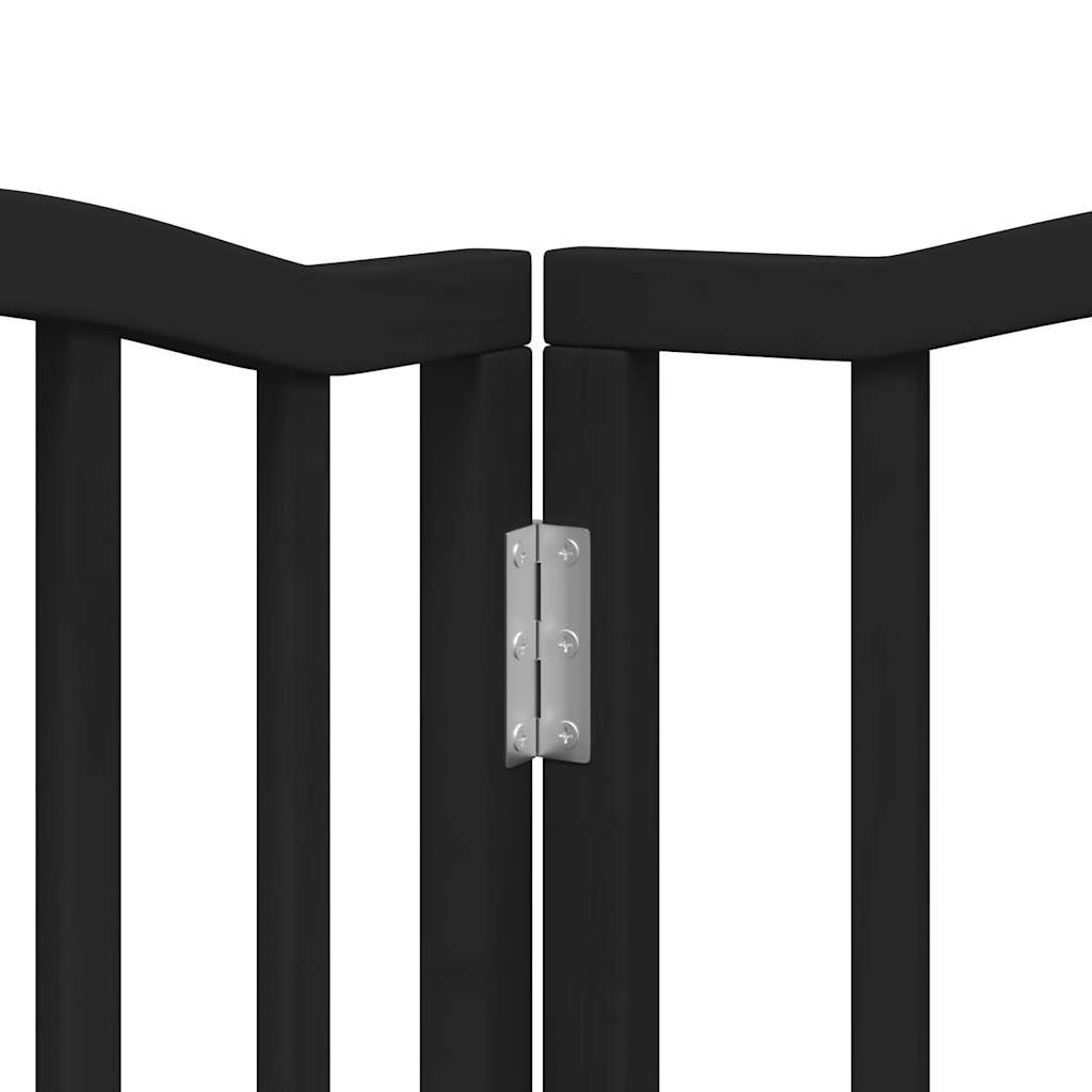 Dog Gate with Door Foldable 6 Panels Black 300 cm Poplar Wood