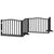 Dog Gate with Door Foldable 4 Panels Black 320 cm Poplar Wood