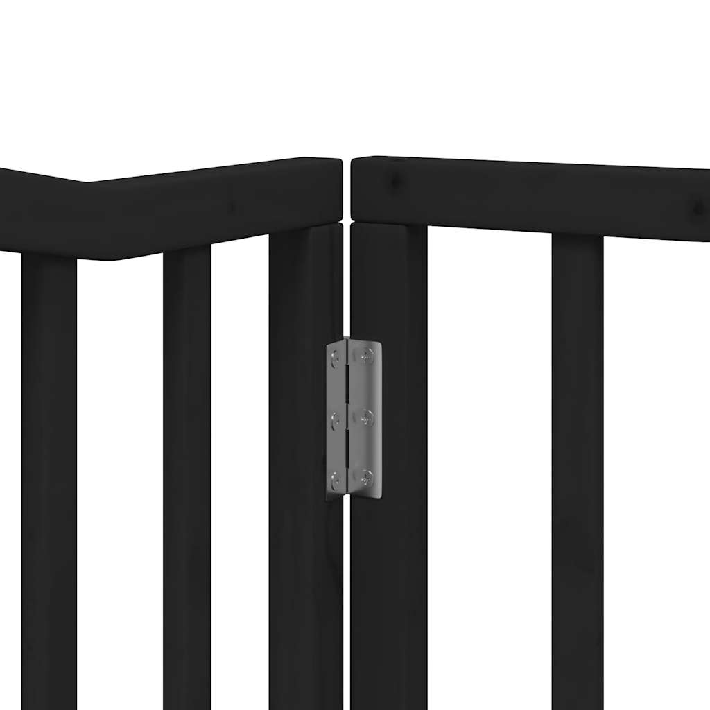 Dog Gate with Door Foldable 4 Panels Black 320 cm Poplar Wood