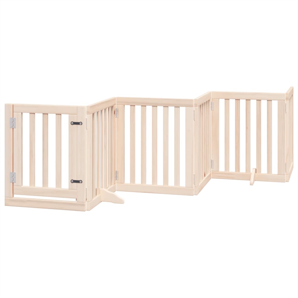 Dog Gate with Door Foldable 6 Panels 300 cm Poplar Wood