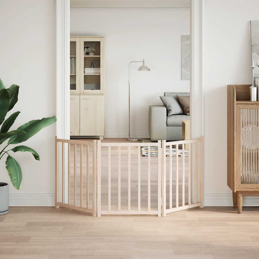 Dog Gate Foldable 3 Panels 150 cm Solid Wood Fir