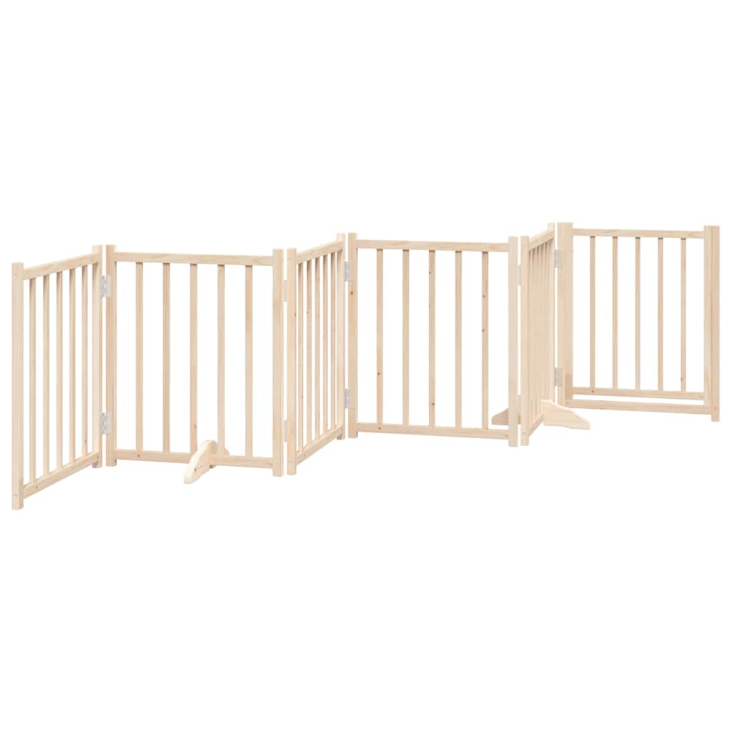 Dog Gate with Door Foldable 6 Panels 300 cm Solid Wood Fir