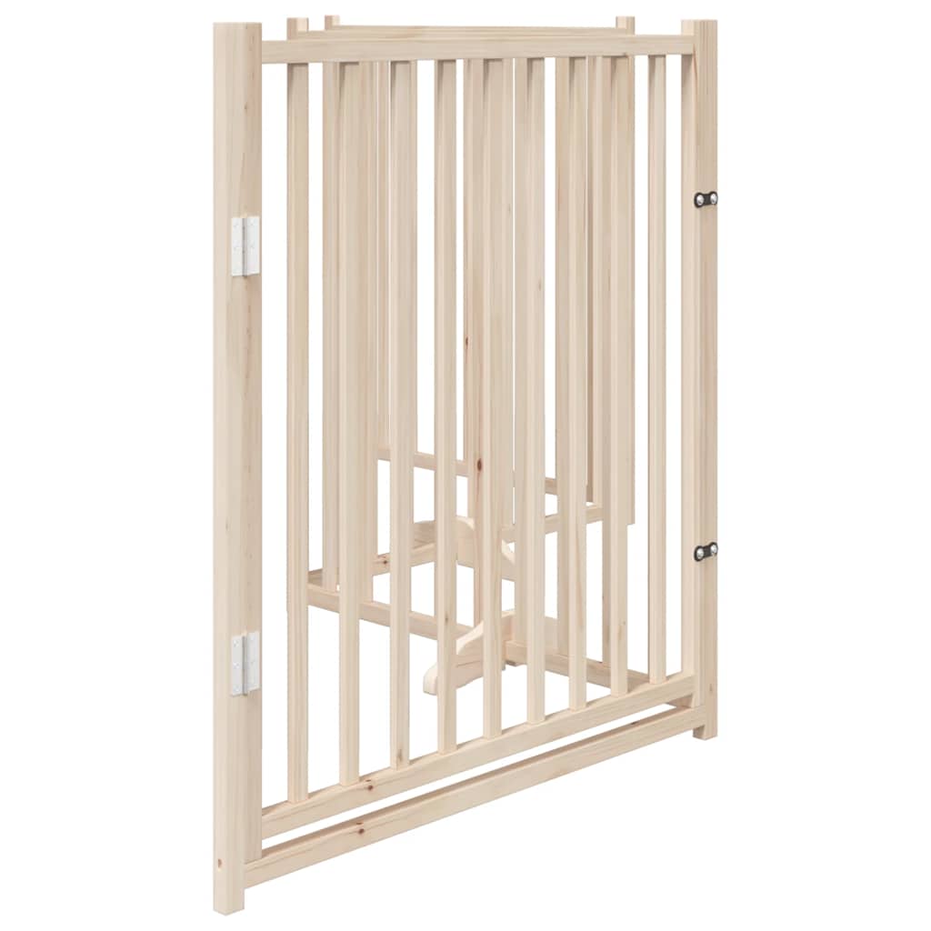 Dog Gate with Door Foldable 4 Panels 320 cm Solid Wood Fir