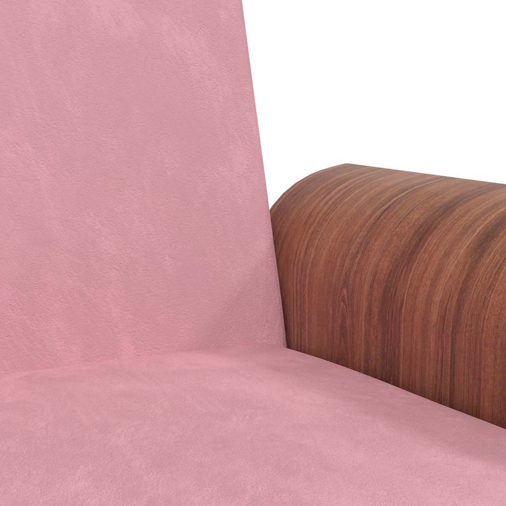 Sofa Bed with Cup Holders Pink Velvet