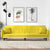 Sofa Bed with Cup Holders Light Yellow Fabric