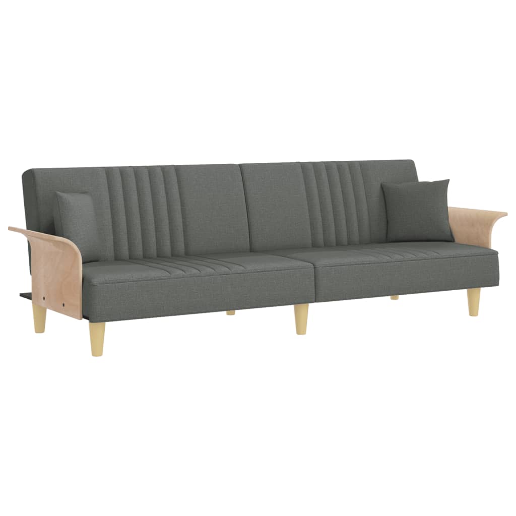 Sofa Bed with Armrests Dark Grey Fabric