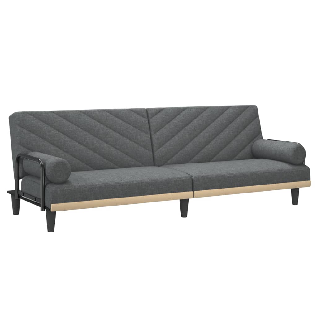 Sofa Bed with Armrests Dark Grey Fabric
