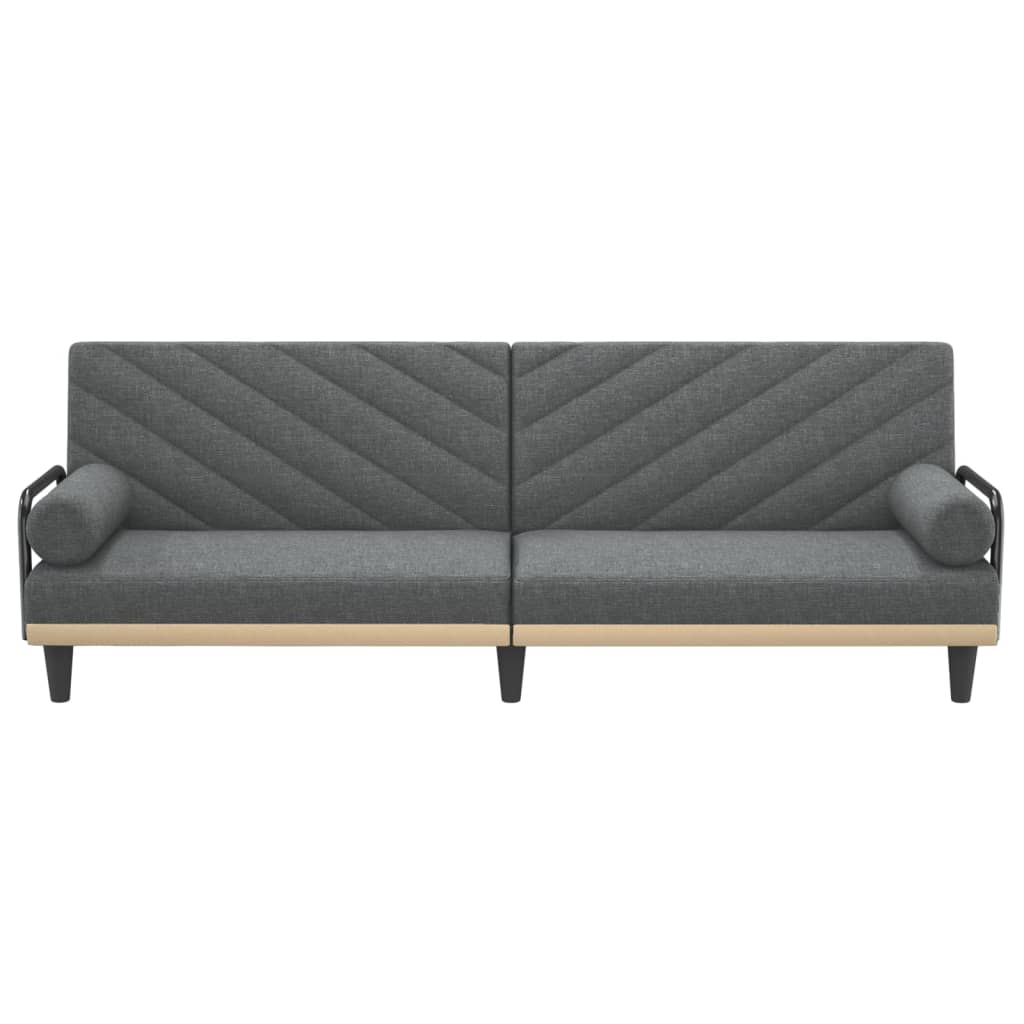 Sofa Bed with Armrests Dark Grey Fabric