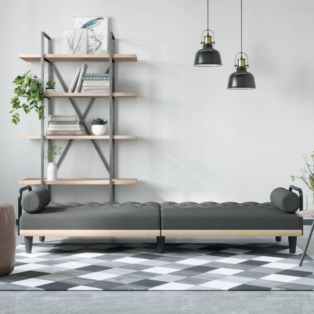 Sofa Bed with Armrests Dark Grey Fabric