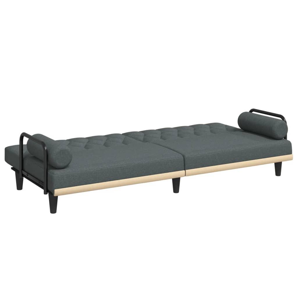 Sofa Bed with Armrests Dark Grey Fabric