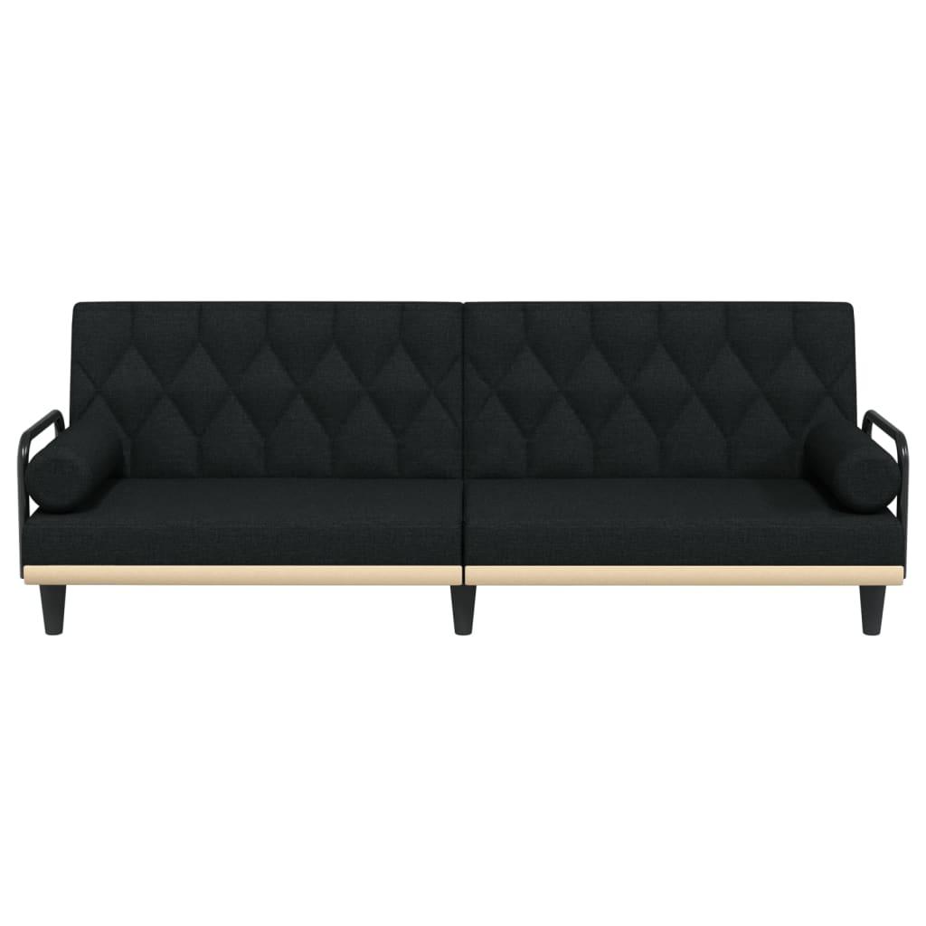 Sofa Bed with Armrests Black Fabric