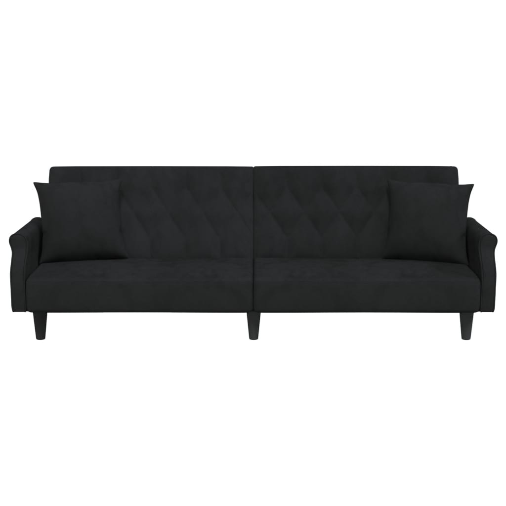 Sofa Bed with Armrests Black Velvet