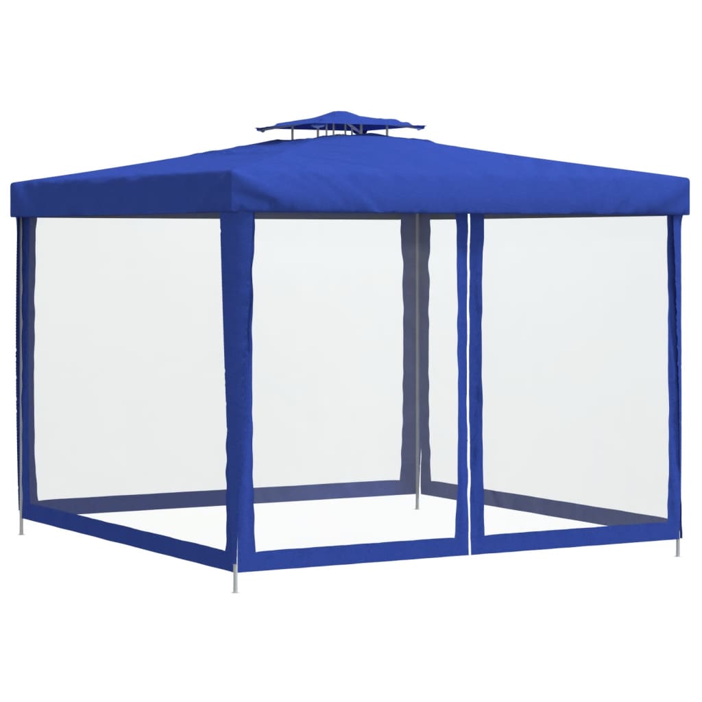 Gazebo with Double Roof Blue 3x3x2.68 m Fabric