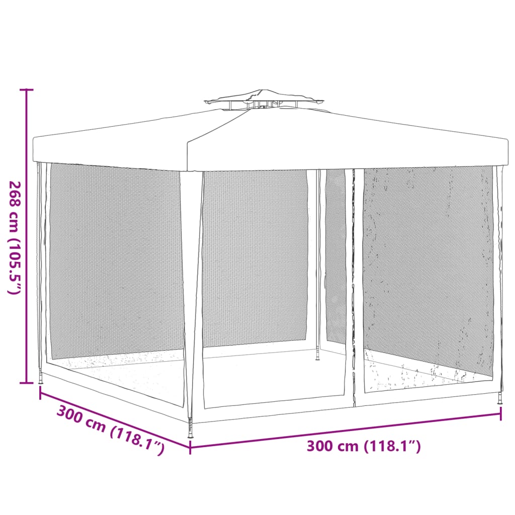 Gazebo with Double Roof Blue 3x3x2.68 m Fabric