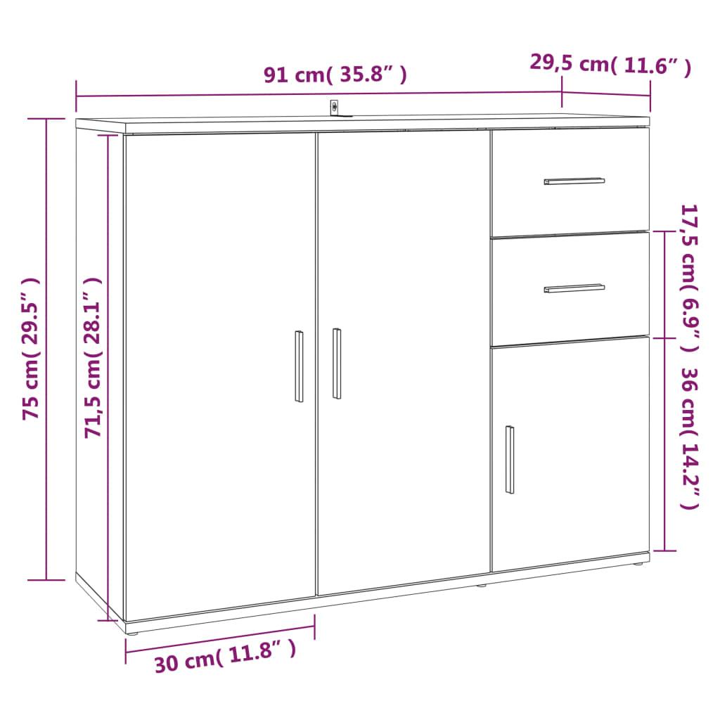 Sideboard Grey Sonoma 91x29.5x75 cm Engineered Wood