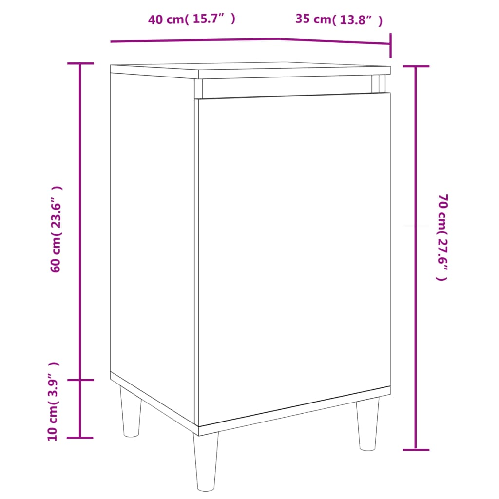 Bedside Cabinet Black 40x35x70 cm Engineered Wood