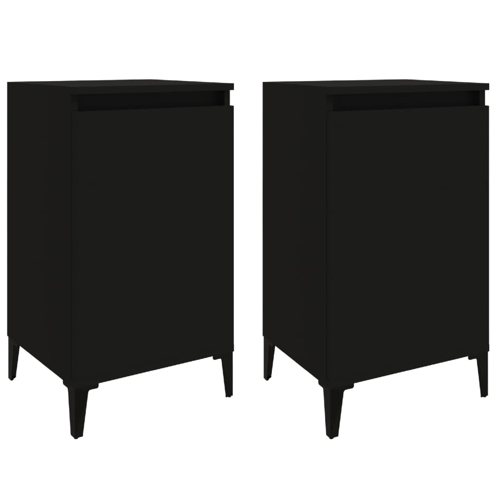 Bedside Cabinets 2 pcs Black 40x35x70 cm Engineered Wood