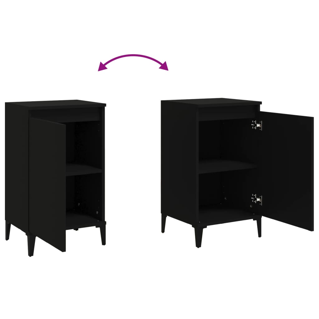 Bedside Cabinets 2 pcs Black 40x35x70 cm Engineered Wood