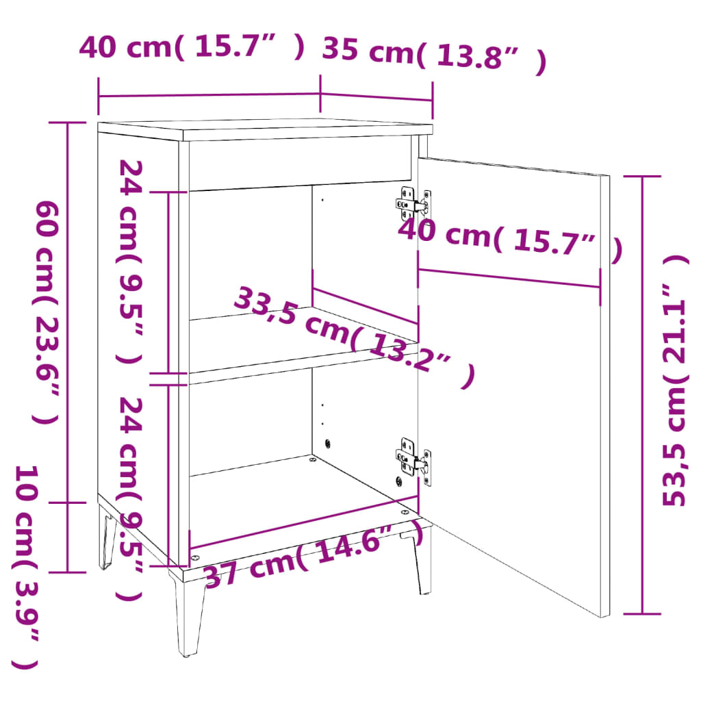 Bedside Cabinets 2 pcs Black 40x35x70 cm Engineered Wood