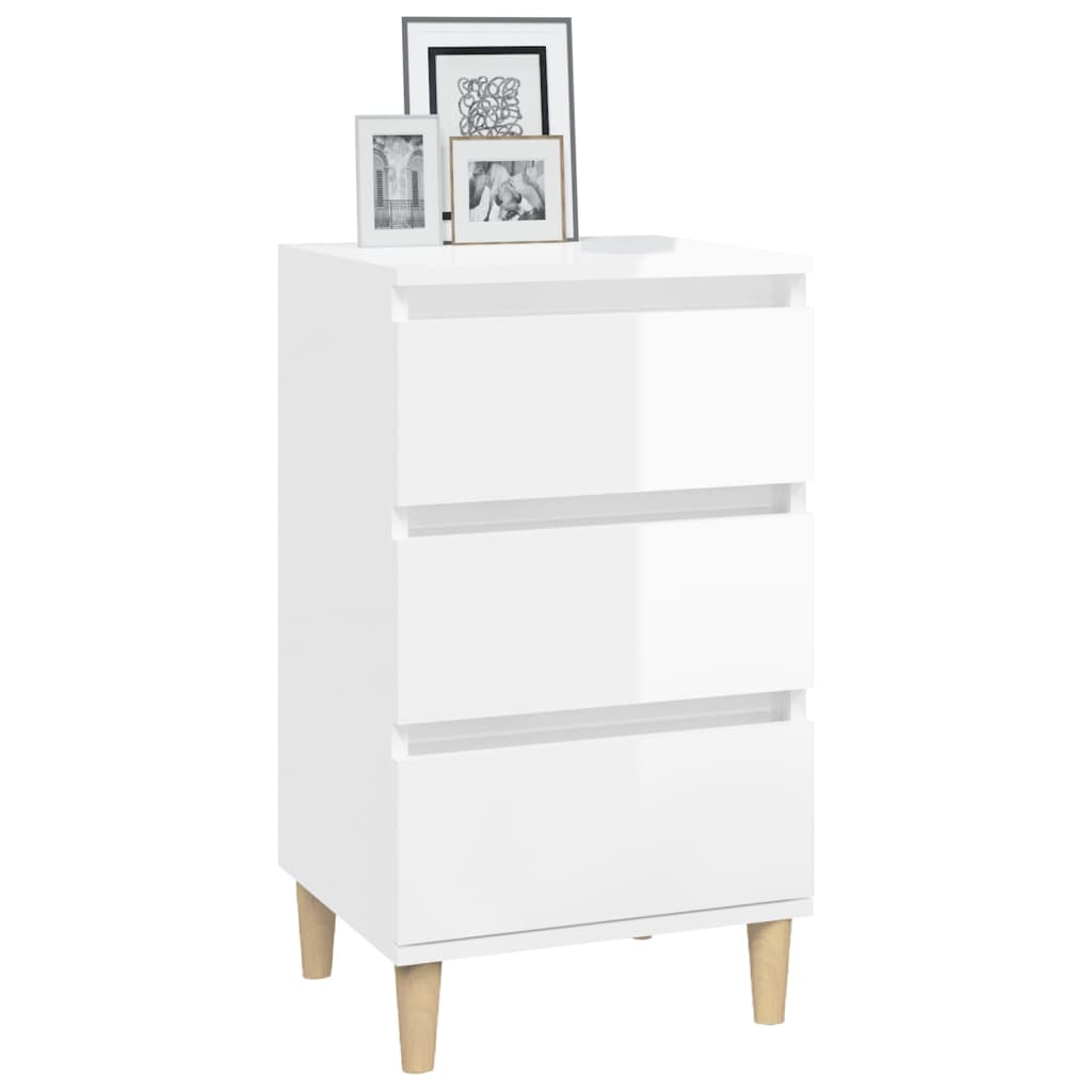 Bedside Cabinet High Gloss White 40x35x70 cm Engineered Wood