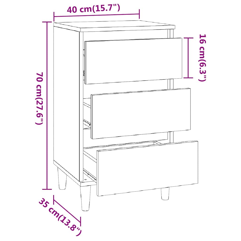 Bedside Cabinet Concrete Grey 40x35x70 cm Engineered Wood