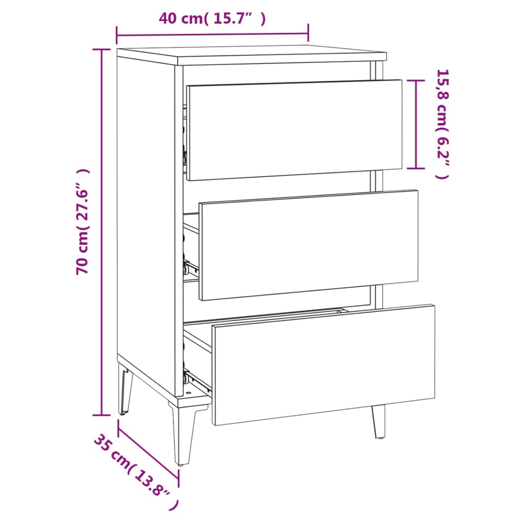 Bedside Cabinet White 40x35x70 cm Engineered Wood