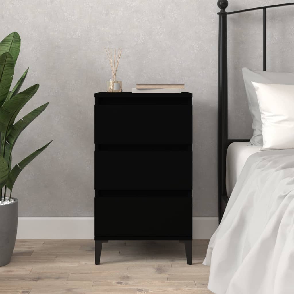 Bedside Cabinet Black 40x35x70 cm Engineered Wood